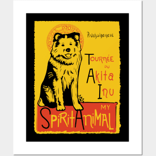 Funny Akita Cute Dog Chat Noir Mashup Art Posters and Art